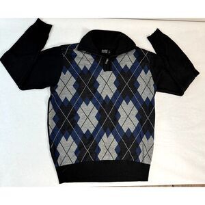 Marx & Dutch Sweater Adult Pattern Blue and Gray Men 1/4 zip - Size XXL